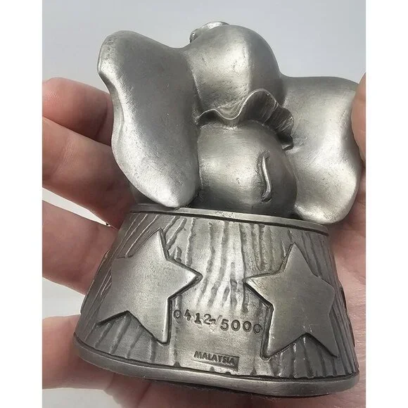 Disney Dumbo Limited Edition Pewter Clock Figure Quartz #412/5000 Malaysia WORKS - Picture 9 of 16